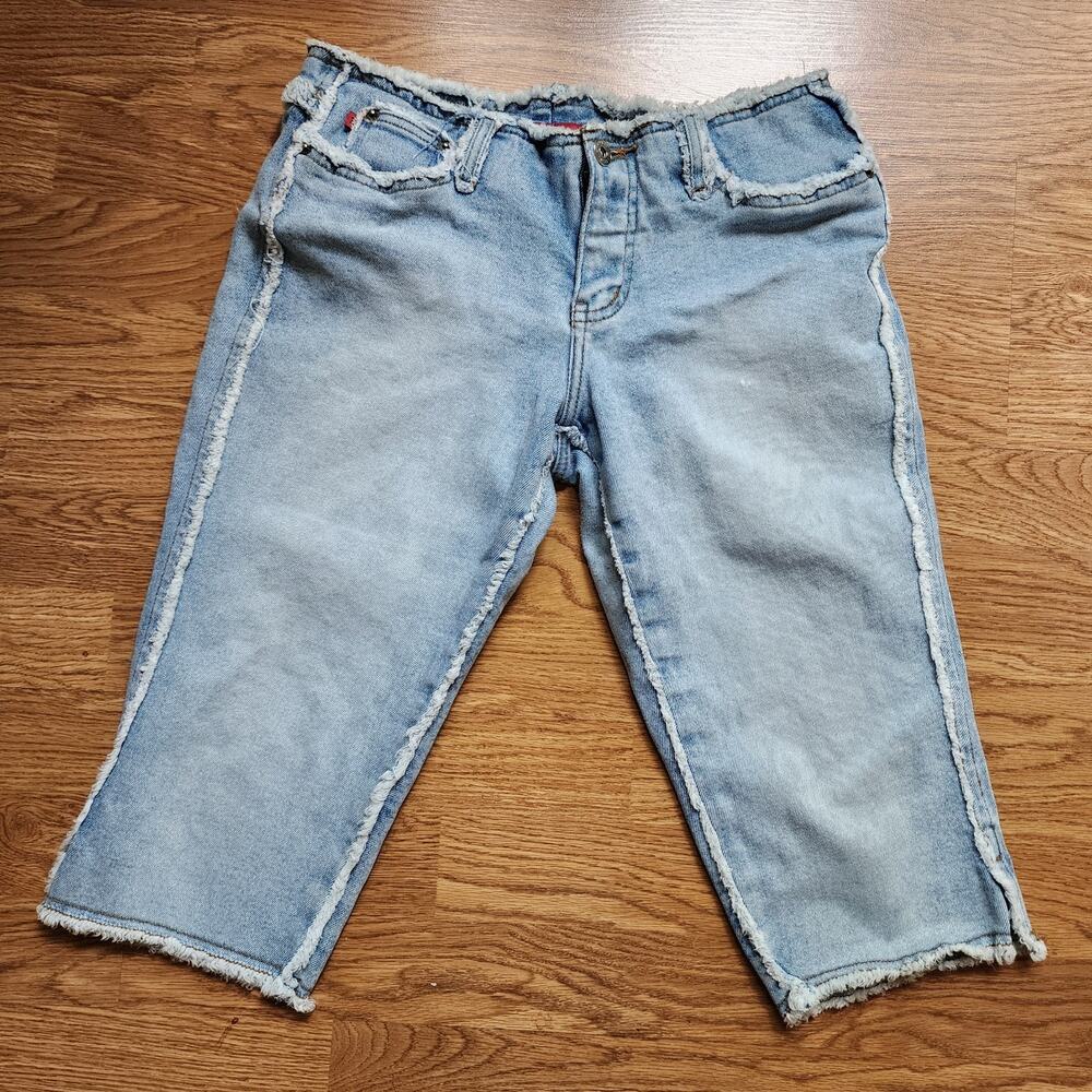 Zana Di Capri Jeans Womens Juniors Size 5 Frayed Light Wash Crop Bermuda Shorts